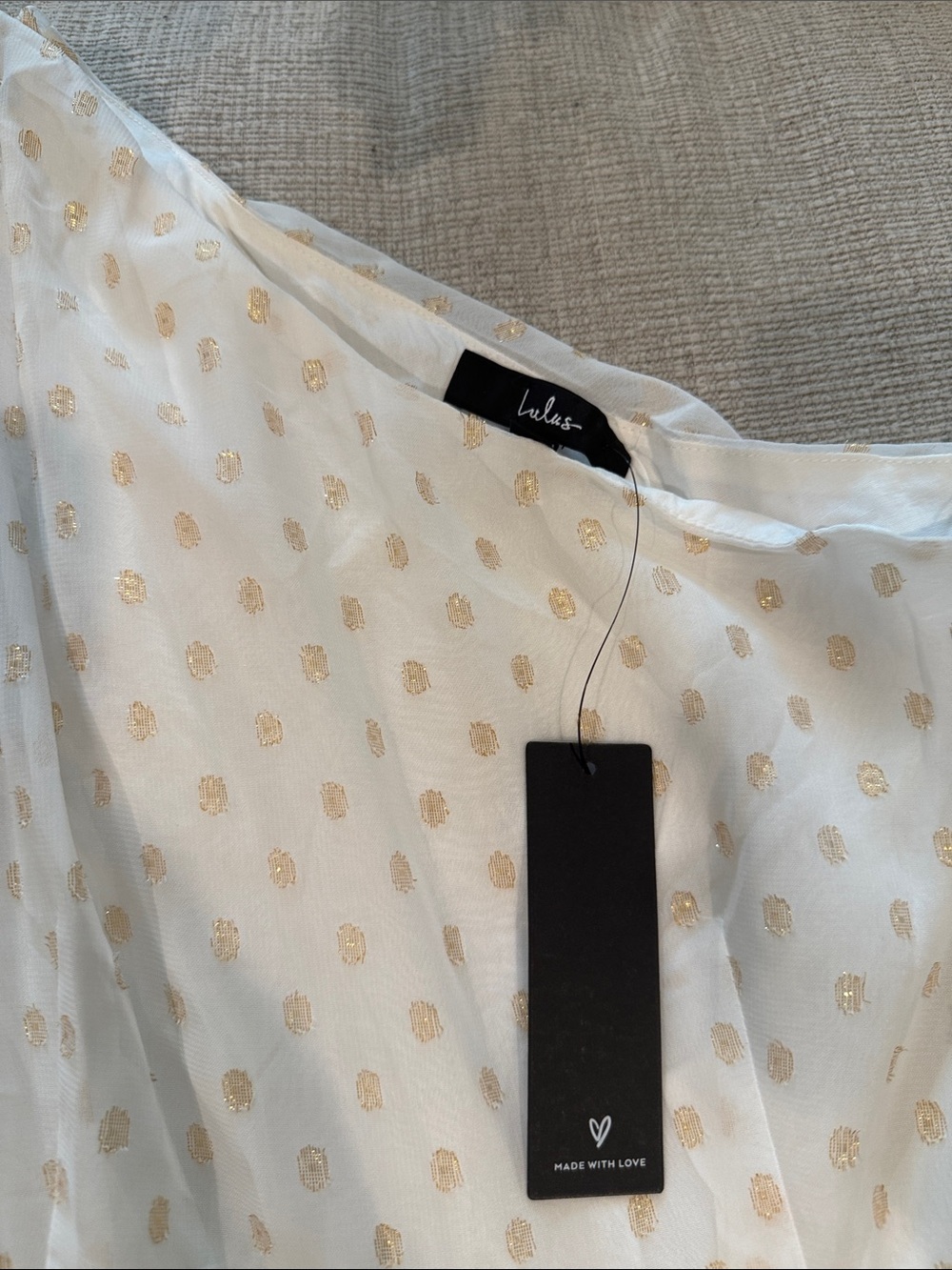 Lulu's White Dress with Gold Metallic Dot Detail